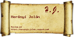 Herényi Jolán névjegykártya